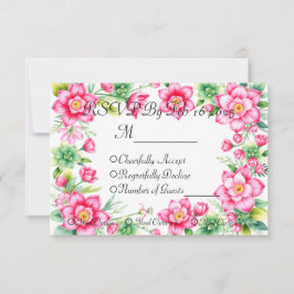 Tarjeta de respuesta de flor rosa con opciones de