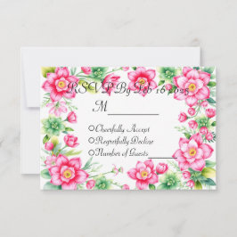 Tarjeta de respuesta de flor rosa sin opciones de