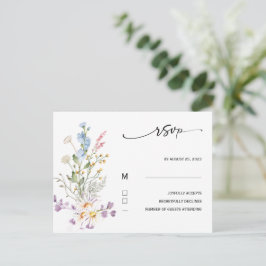 Tarjeta de respuesta de flor silvestre boho