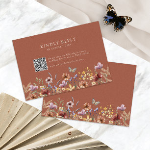 Tarjeta de respuesta de flor silvestre de terracot