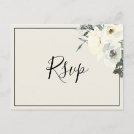 Tarjeta de respuesta de floral delicada crema vint