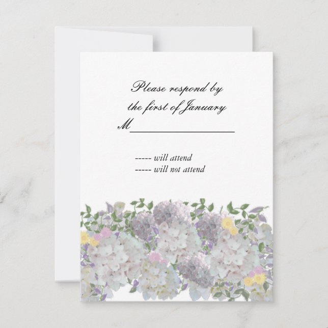 Tarjeta de respuesta de flores de jardín suaves rú (Anverso)