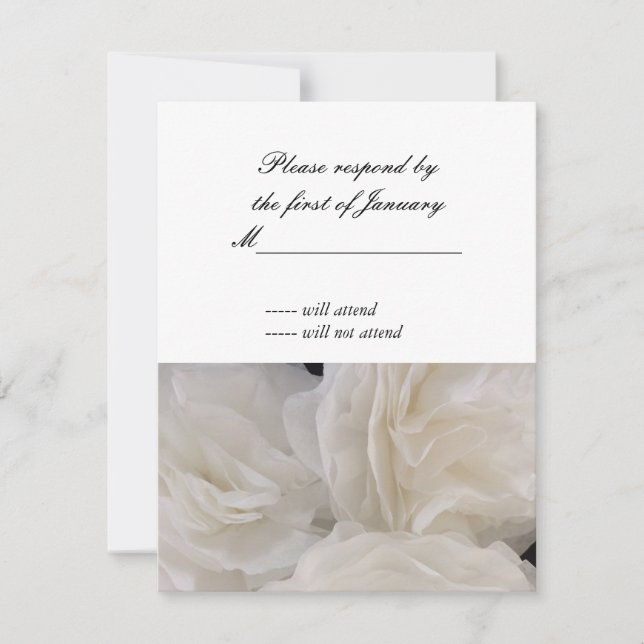 Tarjeta de respuesta de flores de papel arrugadas  (Anverso)