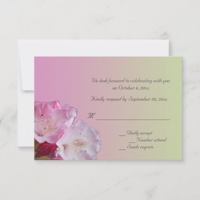 tarjeta de respuesta de flores de rododendro rosa (Anverso)