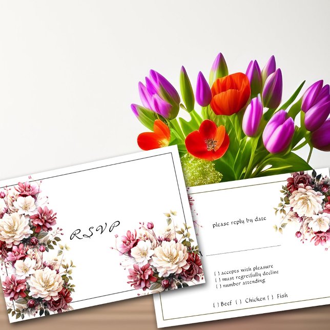 Tarjeta de respuesta de flores de verano de acuare (Subido por el creador)