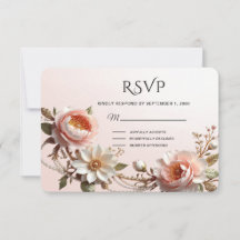 Tarjeta de respuesta de flores decorativas rosadas