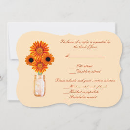Tarjeta de respuesta de flores naranjas en tarro d