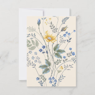 Tarjeta de respuesta de flores silvestres azules y