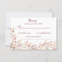 Tarjeta de respuesta de flores silvestres Boho