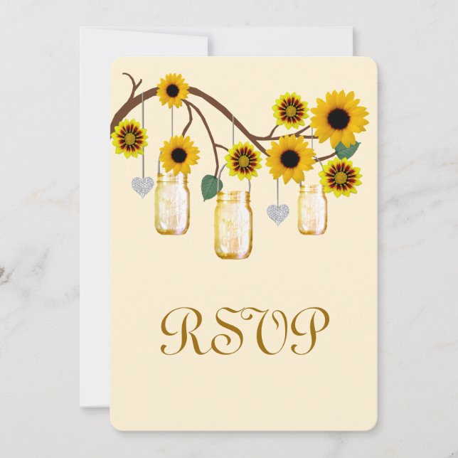 Tarjeta de respuesta de frascos de flores amarilla (Anverso)