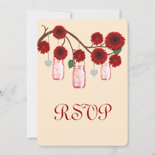 Tarjeta de respuesta de frascos Mason de flores ro