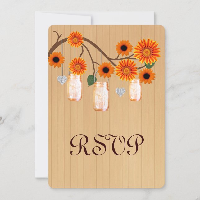 Tarjeta de respuesta de frascos mason naranja rúst (Anverso)