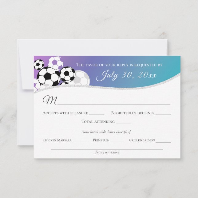 Tarjeta de respuesta de fútbol con opción de cena (Anverso)