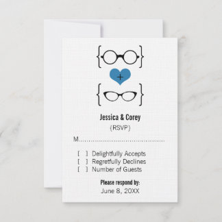 Tarjeta de respuesta de gafas azul geeky