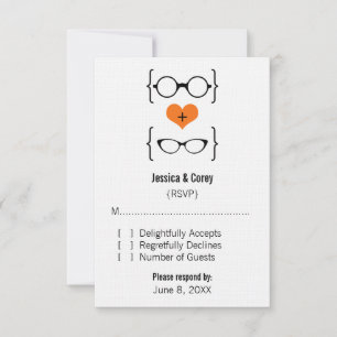 Tarjeta de respuesta de gafas Geeky naranja