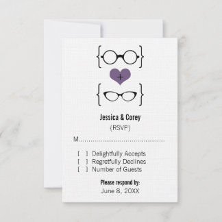 Tarjeta de respuesta de Gafas Geeky Púrpura