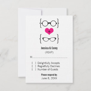 Tarjeta de respuesta de gafas rosadas geeky