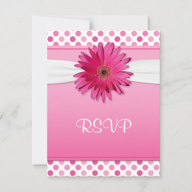 Tarjeta de respuesta de Gerbera Daisy Polka Dot Ba (Anverso)
