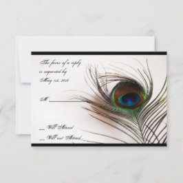 Tarjeta de respuesta de glamour de plumas de pavo