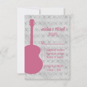 Tarjeta de respuesta de Grunge de Guitarra Rosa
