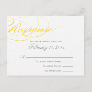 Tarjeta de respuesta de guión elegante - Amarillo