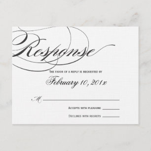 Tarjeta de respuesta de guión elegante - Negro