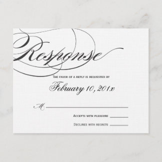 Tarjeta de respuesta de guión elegante - Negro