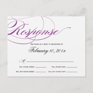 Tarjeta de respuesta de guión elegante - Púrpura