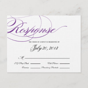 Tarjeta de respuesta de guión elegante - Púrpura