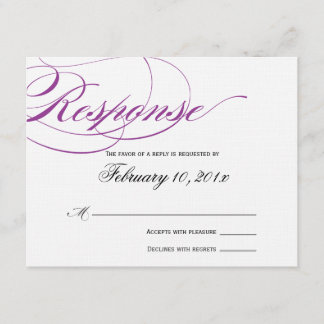Tarjeta de respuesta de guión elegante - Púrpura