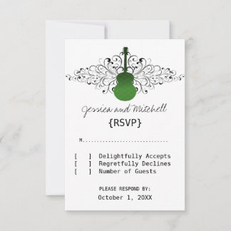 Tarjeta de respuesta de guitarra de Swirls verdes