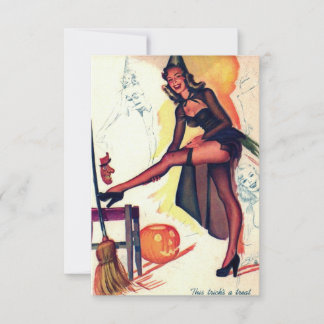 Tarjeta de respuesta de Halloween Sexy Witch Vinta