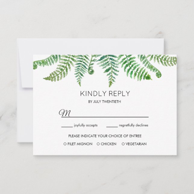 Tarjeta de respuesta de helechos verdes (Anverso)