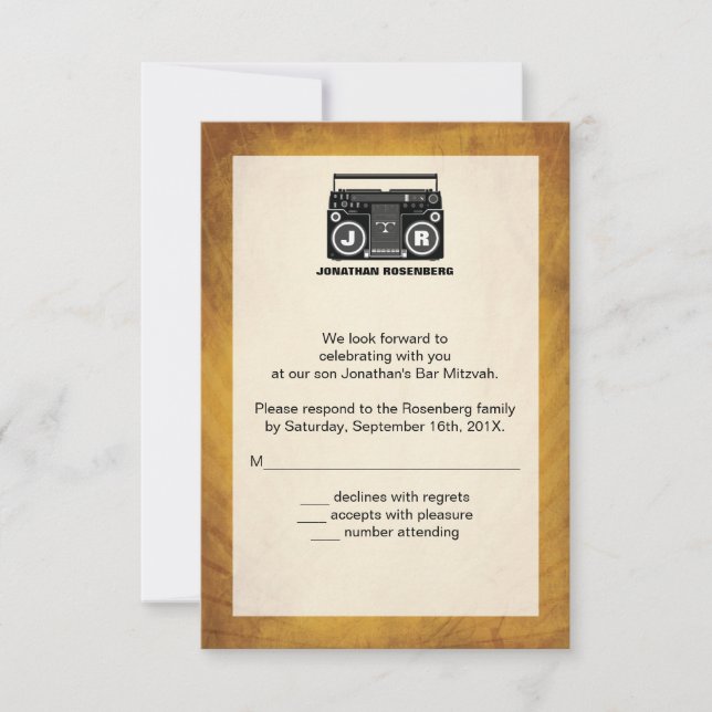 Tarjeta de respuesta de Hip Hop Bar Mitzvah RSVP (Anverso)