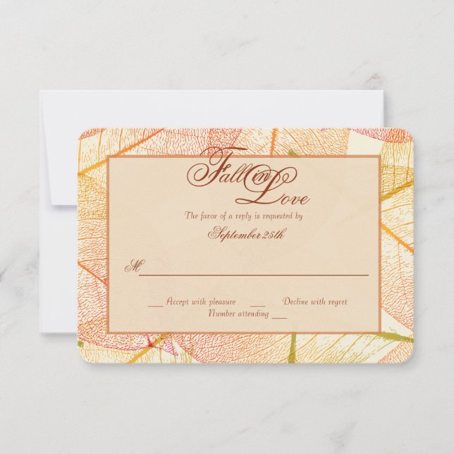 Tarjeta de respuesta de hojas de otoño (Anverso)