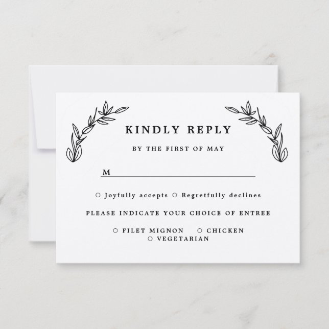 tarjeta de respuesta de hojas rústicas boda (Anverso)