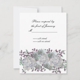 Tarjeta de respuesta de hortensia azul suave rústi
