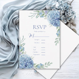 Tarjeta de respuesta de Hortensia Floral Azul