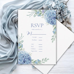 Tarjeta de respuesta de Hortensia Floral Azul