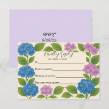 Tarjeta de respuesta de Hortensia Morada/Azul Pres