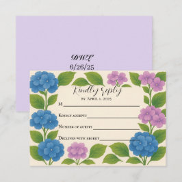 Tarjeta de respuesta de Hortensia Morada/Azul Pres