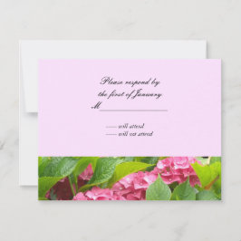 Tarjeta de respuesta de Hortensias Rosadas