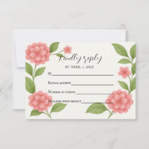 Tarjeta de respuesta de Hydrangea Rosa Vibrante Pr
