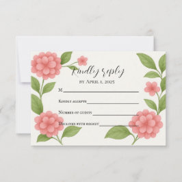 Tarjeta de respuesta de Hydrangea Rosa Vibrante Pr