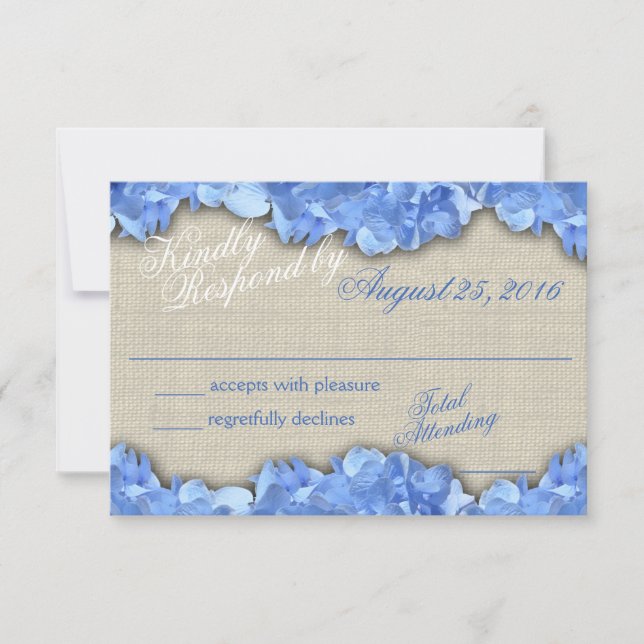 Tarjeta de respuesta de Hydrangeas Azules (Anverso)