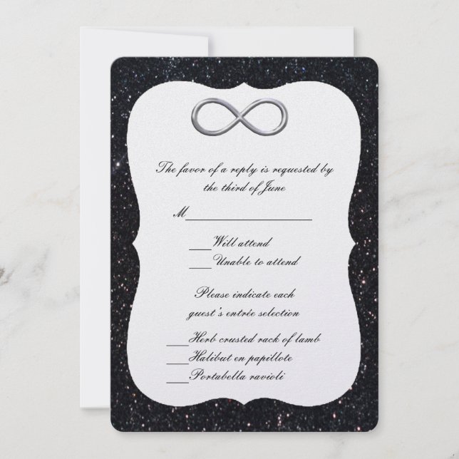Tarjeta de respuesta de infinito de plata de brill (Anverso)