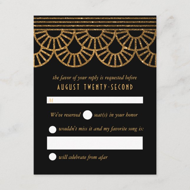 Tarjeta de respuesta de invitación a boda de fanát (Anverso)