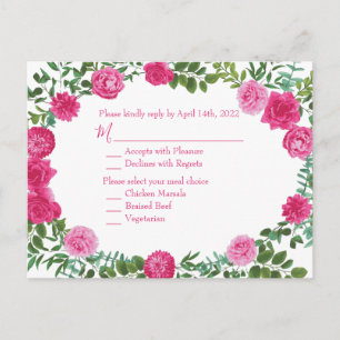 Tarjeta de respuesta de invitación a boda floral r