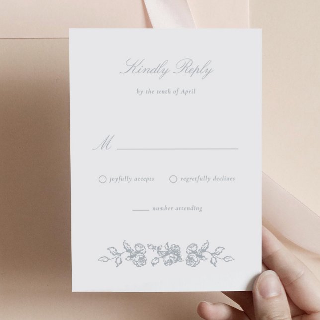 Tarjeta de respuesta de invitación a bodas de mono (Regency Monogram RSVP Card)