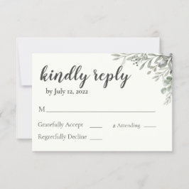 Tarjeta de respuesta de invitación a bodas de verd